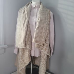 Sleeveless Fringe Poncho Vest One Size